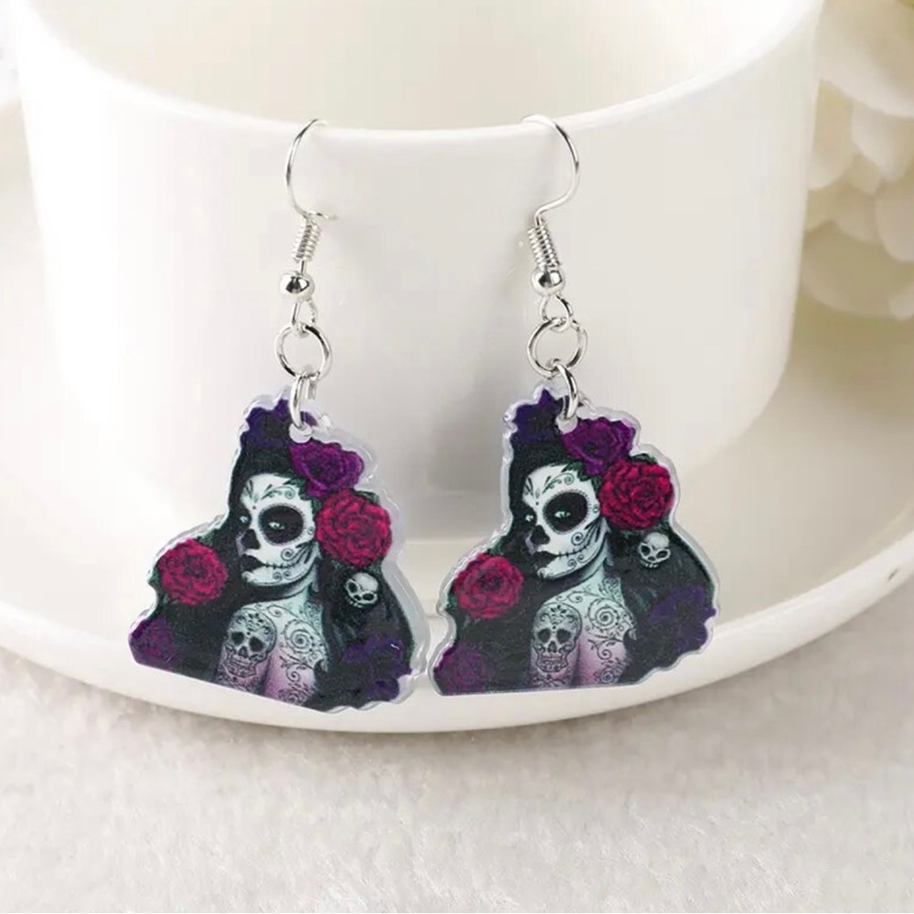 Sugar Skull Girl dia de Los Muertos Earrings
